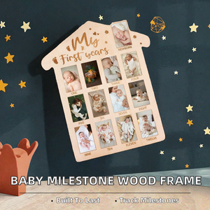 Nouveau cadre photo en bois pour bébé avec finition imprimée 6 couleurs et options d'impression multiples - Product Image 2