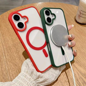 <span class=keywords><strong>Couleur</strong></span> personnalisée Luxe Transparent TPU + PC Anti Chute Macaron Antichoc Magnétique Cas de Charge pour iPhone 16 15 14 13 12 11 Pro Max Plus - Product Image 2