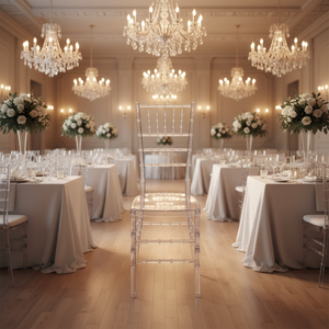 Sillas Chiavari Apilables Transparentes <span class=keywords><strong>de</strong></span> Resina para Bodas, Sillas <span class=keywords><strong>de</strong></span> Comedor para Restaurante, Alquiler <span class=keywords><strong>de</strong></span> Muebles para Hotel - Product Image 1