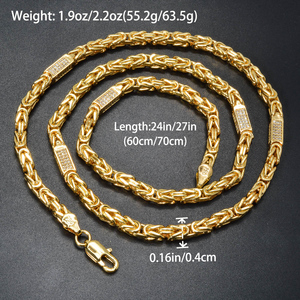 Collana a Catena Bizantina di Lusso in Rame Placcato Oro 18k 750 di Alta Qualità con Zirconi per Donne - Product Image 6