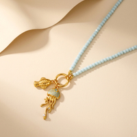 Collier d'été fait main multicolore en perles de pierres précieuses avec breloque coquillage et perle d'eau douce, ensemble de bijoux plaqué or 18 carats, cadeau pour femme