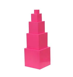 Wooden Toy Game Pink Tower Montessori Material Educational Toys