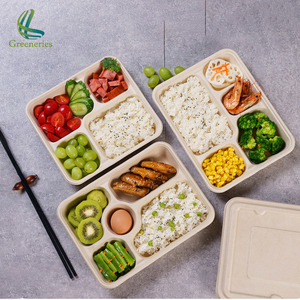 Bandeja de Comida Ecológica Biodegradable y Compostable de Caña de Azúcar con 4, 5 o 6 Secciones para Almuerzo, Ideal para Escuelas, Cafeterías y Comedores - Product Image 2