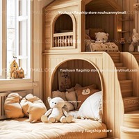 Lit cabane en bois massif pour enfants, maison de jeu multifonctionnelle avec espace sécurisé, escalier secret et design de villa personnalisable
