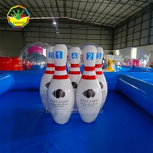 Pin Bowling tiup tinggi 1.5m PVC raksasa permainan luar ruangan rumput bukit tiup permainan Bowling manusia dengan bola Zorb