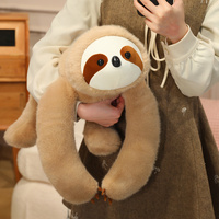 Peluches à poser sur l'épaule Lion Éléphant Raton-laveur Hippopotame Panda Cochon Paresseux, Poupée en peluche lestée à bras longs