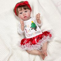Poupée reborn de 55 cm, poupée en caoutchouc aux couleurs vives, poupée bébé réaliste, tenue de Noël, enfant adorable, bébé mignon