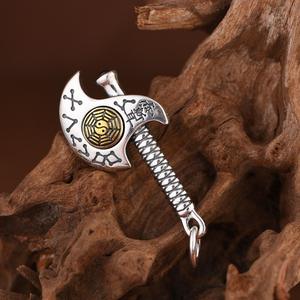 S925 Sterling Silver axe <strong>Pendant</strong> Thai Silver Punk Gothic Fashion Jewelry Tai <strong>Chi</strong> and Eight Trigrams Pattern Men's <strong>Pendant</strong> - Product Image 5