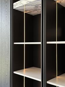 Custom <strong>Black</strong> Built-In Solid Wood Sideboard Wine <strong>Cabinet</strong> with Integrated Shelves LED Lights - Product Image 3