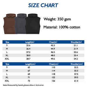 350GSM Heavyweight Washed Hooded Vest Oversized Boxy <b>Men's</b> Sleeveless Streetwear - Product Image 3