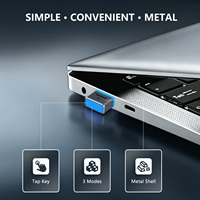 Norwii J20 100% Alat Penggerak Mouse Tak Terdeteksi dari Logam Paduan Seng USB dengan 3 Mode Kontrol Sentuh Menjaga PC Tetap Aktif Bebas Penggerak