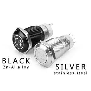 16Mm Màu Đen Kim Loại Cơ Thể 12V 24V 36V LED Tự Làm Biến Đổi Xe Ô Tô Xe Máy Sương Mù Ánh Sáng Đẩy Nút Chuyển Đổi - Product Image 3