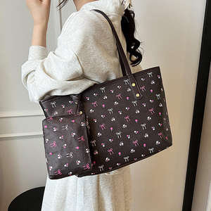 Sac à main en PU avec fermeture éclair et nœud pour femme, sac d'épaule pour étudiante - Product Image 1