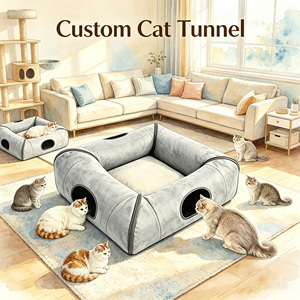 Cama Túnel Plegable Personalizada para Gatos, Área de Juego, Cueva Lavable y Desmontable, Nido Antiarañazos para Mascotas, Ideal para Hogares con Múltiples Gatos - Product Image 1