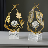Décoration nordique en verre acrylique pour salon, hôtel, bureau moderne, accents décoratifs de table, art de luxe doré, cristal, décoration intérieure