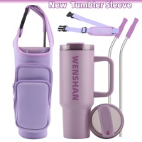 Housse de transport en néoprène personnalisée avec logo, poche zippée et bandoulière pour gobelet isotherme de 40 oz – Vente en gros