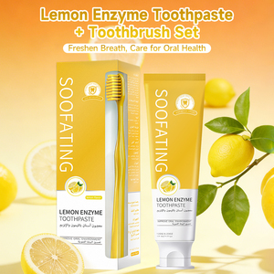 Ensemble de <span class=keywords><strong>dentifrice</strong></span> et de brosse à dents à l'enzyme de citron biologique personnalisé Blanchissant et sans fluor pour les dents sensibles Utilisation à domicile OEM/ODM - Product Image 2