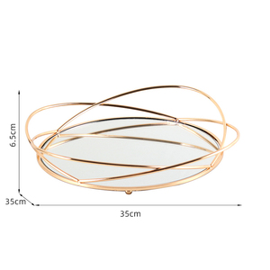 Plateau de rangement miroir de luxe léger, organiseur de cosmétiques, plateau de service à pain, artisanat métallique, décoration personnalisée pour la maison, décoration de bureau, cadeau - Product Image 3