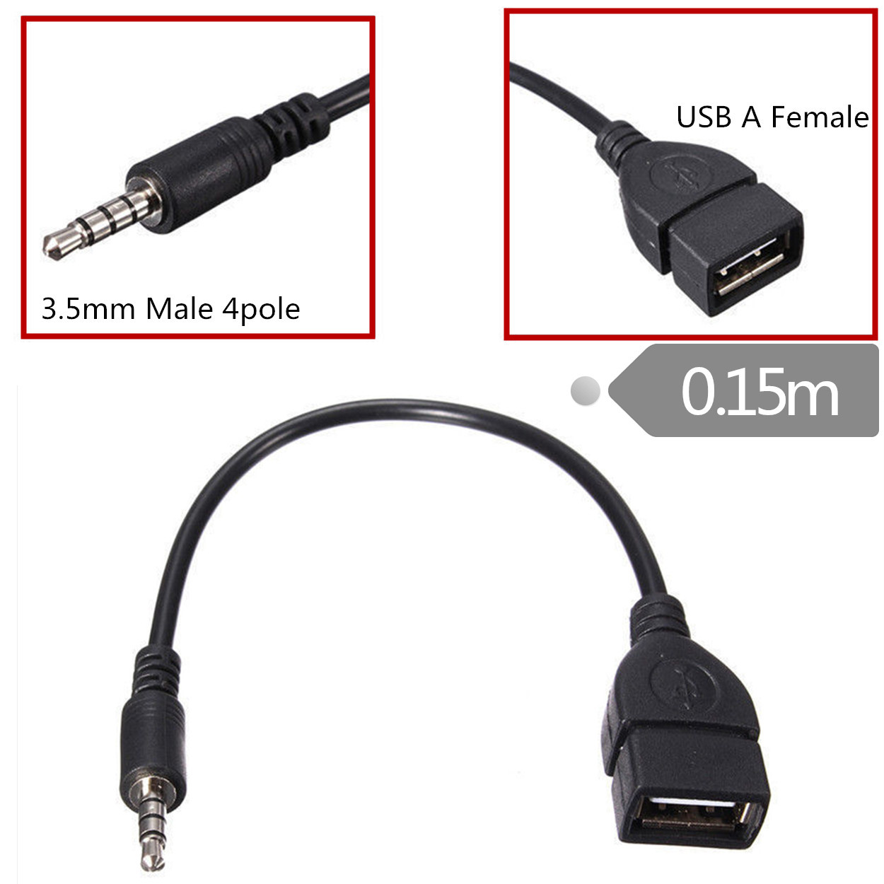 Usb To Audio Jack Adapter Car AUX Cable 3.5mm Male To USB 2.0 Female Audio Converter Cord For Vehicle Navigation And U Disk Playback:Automobiles & Motorcycles Aux To Usb Adapter