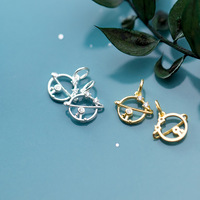 Pendentifs breloques en argent sterling S925 plaqué or avec zircone, motif planète et étoile creux, pour la création de colliers DIY et de bijoux permanents