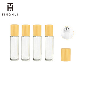 HOT Brown Amber Rõ Ràng Frosted Glass Cuộn Trên Chai 10Ml Rỗng Bơm Lại Tre Cap Pha Chế Mẫu Tinh Dầu Container - Product Image 2