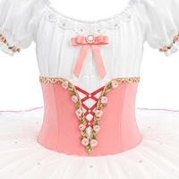 AL-T1810 Vente en gros de tutus de ballet pour enfants, rose et blanc, style fée, manches bouffantes, costume de danse pour filles, fabricant de costumes de ballet pour spectacles