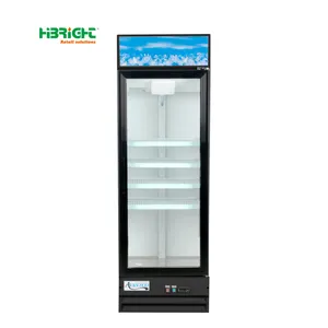 Refrigerador com porta de vidro para refrigerador, com luz LED interna superior para refrigerador, com corpo preto, com suporte para refrigerador e bebidas