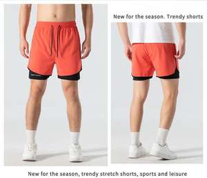 Men's Casual Sports Running Shorts Quick-Drying Loose <b>Three</b>-<b>Quarter</b> <b>Pants</b> Anti-Glare Double-Layer Fitness Marathon Track Field - Product Image 6