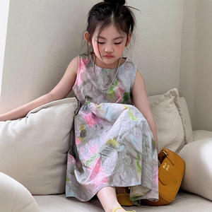 Nouvelle Robe d'été sans manches en coton peigné pour filles 2026 - Robe débardeur imprimée tendance pour un usage quotidien décontracté - Product Image 4