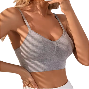 Sujetador deportivo sexy para mujer con espalda en U, tirantes finos, top transpirable, patrón liso, sujetador de yoga con espalda cruzada. - Product Image 1