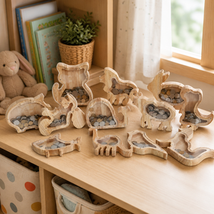 Hucha de madera con forma de animal personalizada con logo, caja de monedas de acrílico transparente con letras - Product Image 4