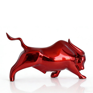 Sculpture de taureau en résine électroplaquée, gravée, artisanat porte-bonheur pour la maison, le salon, le bureau - Product Image 4