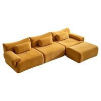 Canapé modulaire sectionnel vintage crème en flanelle, compressé sous vide, pour salon, style international
