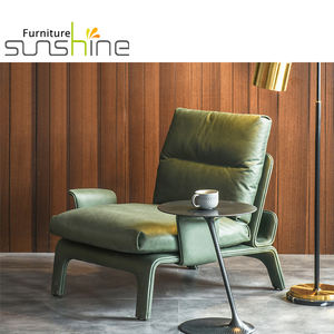 <span class=keywords><strong>Fauteuil</strong></span> de style nordique moderne minimaliste en cuir gris pour hôtel - Product Image 2