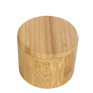 Caja <span class=keywords><strong>de</strong></span> almacenamiento redonda <span class=keywords><strong>de</strong></span> bambú para especias y pimienta con tapa giratoria magnética - Product Image 6