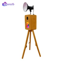 Machine photomaton portable rétro à double face en bois avec appareil photo et imprimante, style Surface Pro, pour iPad et DSLR