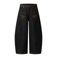 Jean Cargo en Denim pour Homme - Écologique, Respirant, Décontracté, Automne-Été, Poids Lourd, Taille Haute, Pli Rabattable, Jambe Large, Vente en Gros
