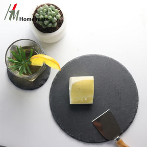 <span class=keywords><strong>Assiette</strong></span> à <span class=keywords><strong>dessert</strong></span> ronde en <span class=keywords><strong>ardoise</strong></span> miniature en pierre noire naturelle écologique bon marché D13cm - Product Image 4