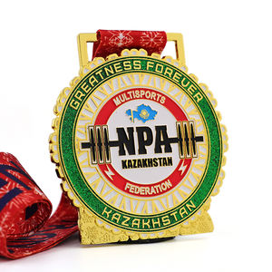 เหรียญกีฬายกน้ำหนักยกน้ำหนักยกด้วยริบบิ้นเหรียญระเหิดโลหะแบบกำหนดเอง3D ได้รับการออกแบบจากโรงงานจากรัสเซีย - Product Image 2