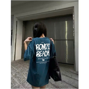เสื้อยืดคอตตอน 100% แขนสั้น พิมพ์โลโก้ BONDI BEACH สีชมพู ทรงหลวม ใส่ได้ทั้งชายและหญิง สำหรับผู้ชายและผู้หญิง ขายส่ง - Product Image 2