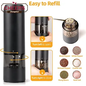 Manufacturer CE Rohs USB Rechargeable Automatic Electric Salt And Pepper Grinder With LED Light Adjustable Grinding Coarseness