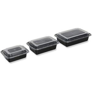 TORECT38 GEN Disposable 38 oz Black/ Clear <b>Plastic</b> <b>Food</b> <b>Container</b> <b>with</b> <b>Lid</b> 8.81 X 6.02 X 2.48 150/Carton for Lunch Boxes - Product Image 3