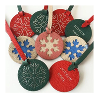 Ornement de Noël personnalisé en cuir PU, breloque ronde flocon de neige, breloque suspendue, Joyeux Noël, décoration de Noël pour les fêtes