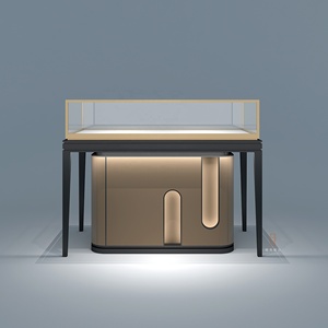 Vitrine de présentation de bijoux rectangulaire en cuivre 2026 avec éclairage LED, étagères à niveaux et support de vente au détail à dos solide - Product Image 3