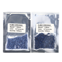 Pierres précieuses rondes brillantes, 1mm, 3mm, couleur zanite, zircon cubique, 1 pièce