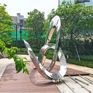 Stainless Steel Abstract Sculpture Outdoor <b>Mirror</b> Finish Contemporary Art Installation Floor Mount Irregular Shape Handmade - Product Image 2