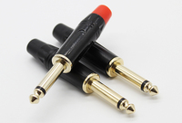 Colokan bisu 6.35MM 2 tiang, konektor kawat Mono 6.35MM colokan pria berlapis emas, konektor mikrofon