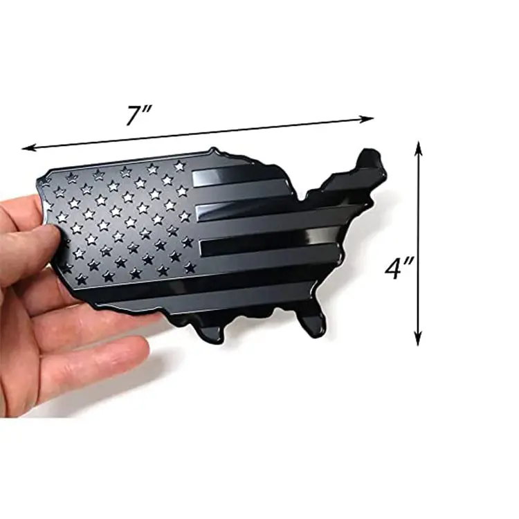 US Black Flag Map Auto Fender Emblem For Cars Trucks Laptop Wall 3D Car Sticker Metal Outlet Side Body Sticker
