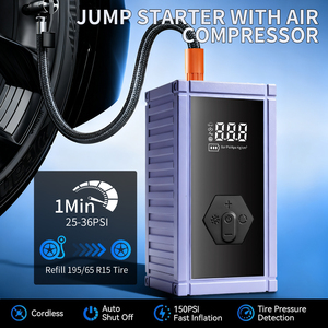Новый оптовый многофункциональный пусковой прибор для грузовиков и легковых автомобилей 4-в-1 с воздушным насосом и компрессором, аварийный источник питания, 7200 мАч, пиковый ток 300А - Product Image 3