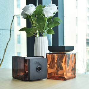 1000ml Lớn vuông hổ phách fireless hương liệu Chai Thủy Tinh hương thơm nước hoa hương thơm sậy khuếch tán chai với Nắp bằng gỗ - Product Image 5